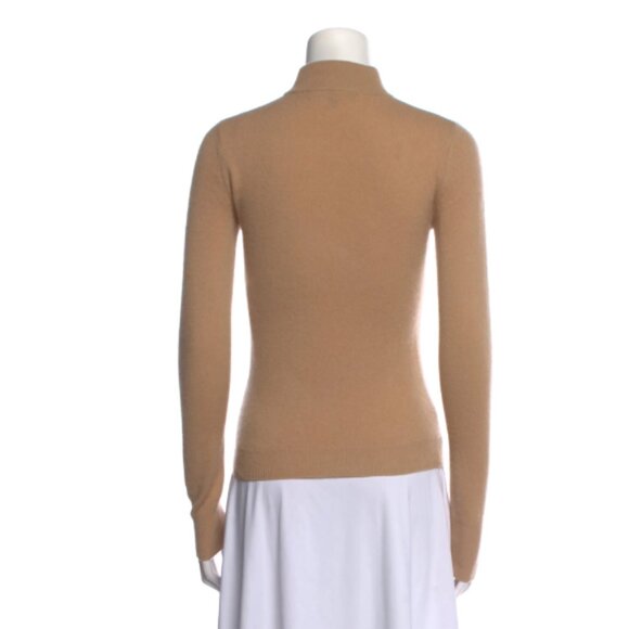 Intermix Cashmere Turtleneck Sweater Tan Camel Petite Cutout at Chest - Picture 3 of 10